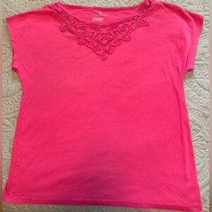 Talbots Dark Pink Knit Top the Detail at Neck. Size L